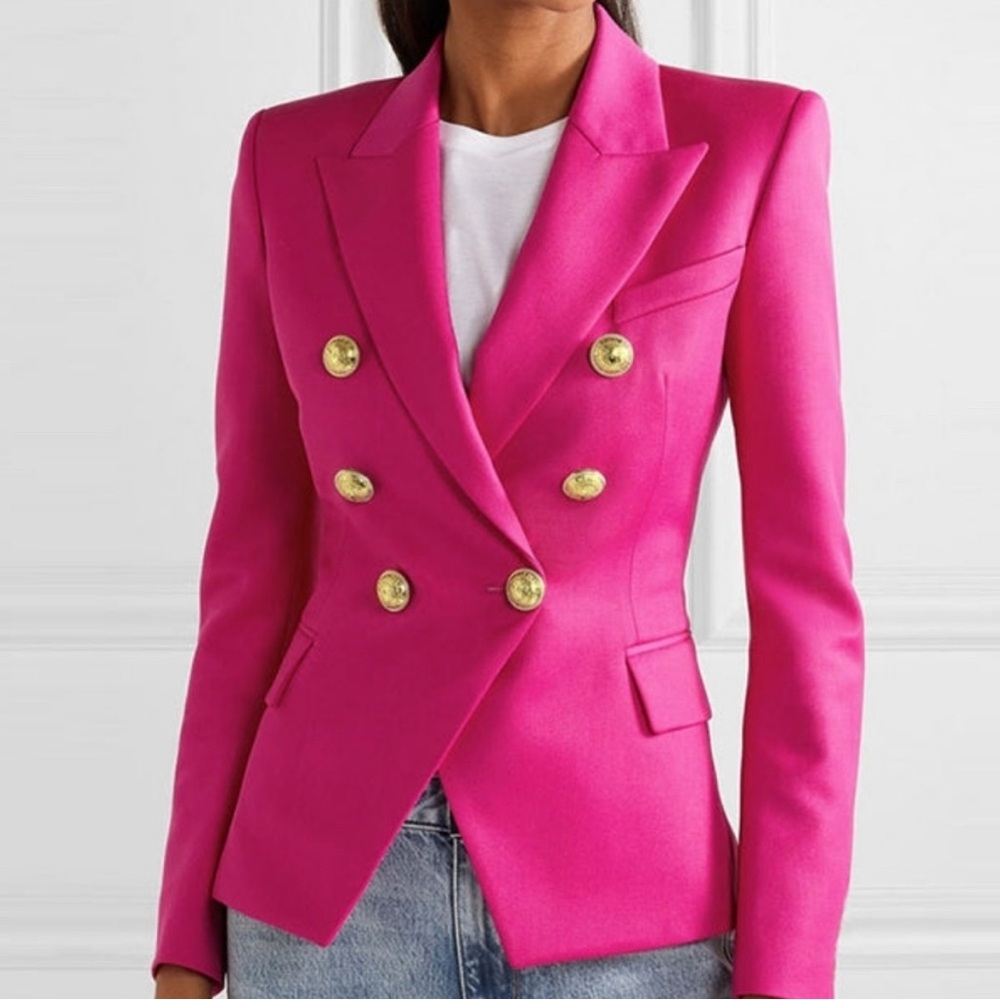 Women's Pink Double-Breasted Blazer